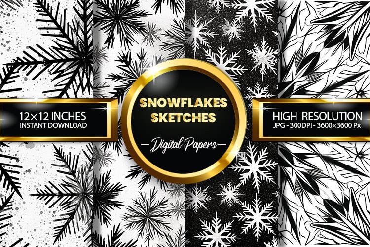 Snowflakes Sketches Digital Papers - 04 Variations