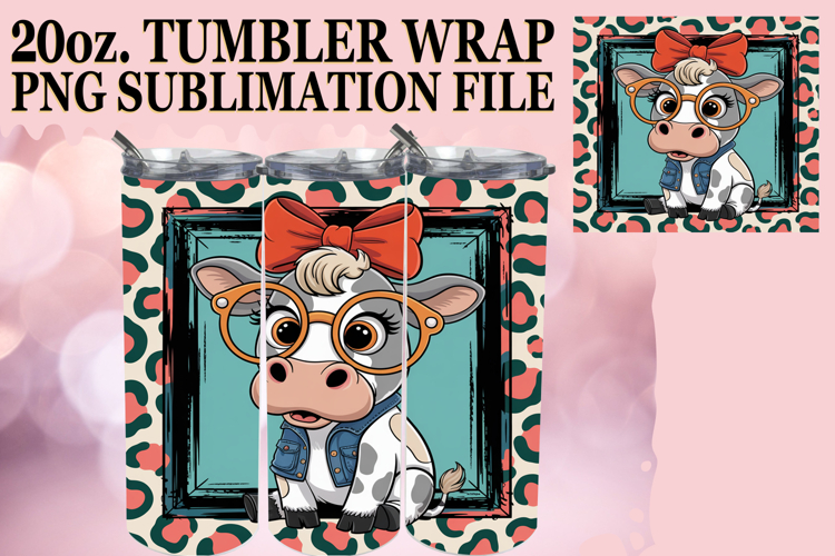 Joyful nights 20oz tumbler wrap, Cute Cow