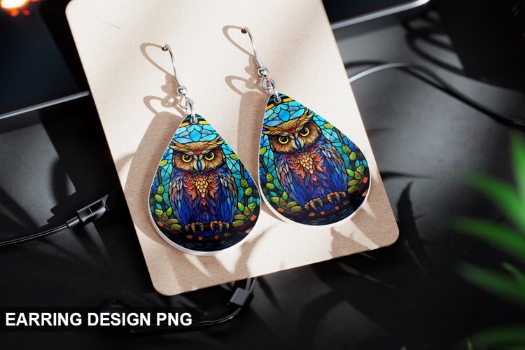 Stained Glass Owl Earring Design