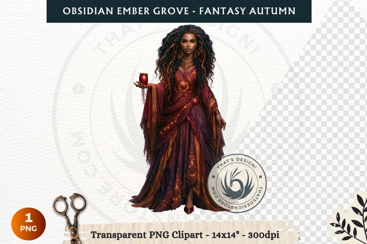 Dark Autumn Fantasy Clipart PNG for RPG Obsidian Ember Grove