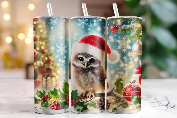 Christmas Owl Tumbler Wrap | Sublimation | Tumblers