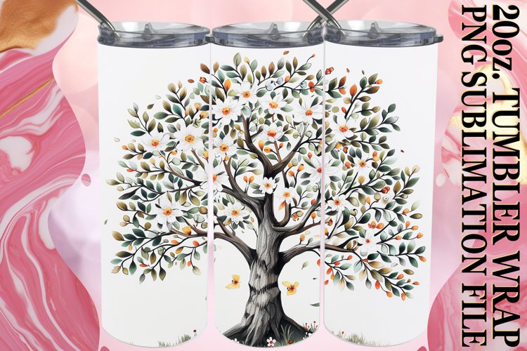 Chic Spring Watercolor Tumbler Wrap: 20oz Sublimation