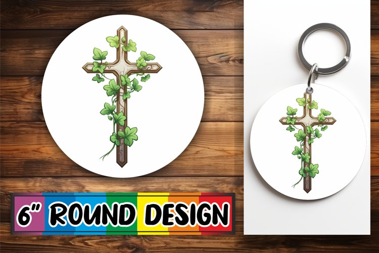 Inspiring Cross and Flower Keychain Sublimation example image 1