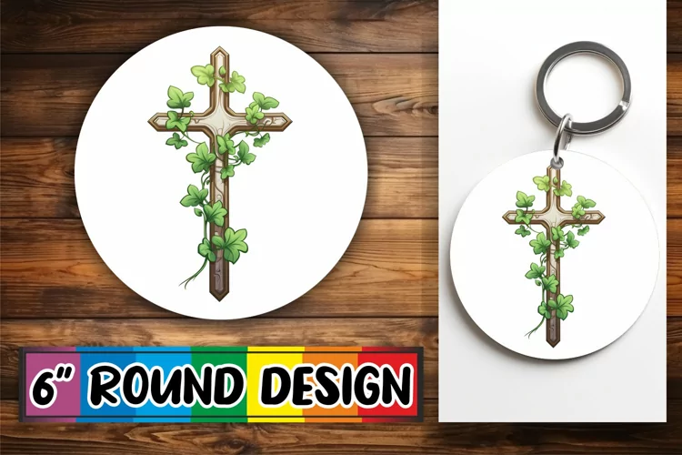 Inspiring Cross and Flower Keychain Sublimation