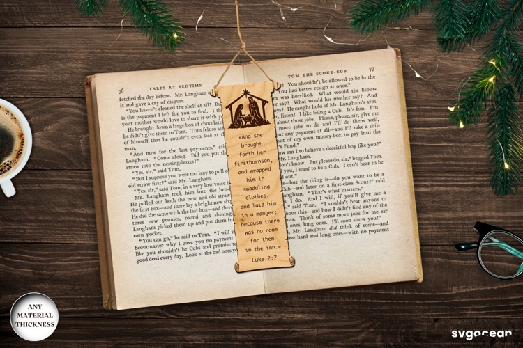 Nativity Scroll Bookmark Laser Cut | Glowforge | SVG
