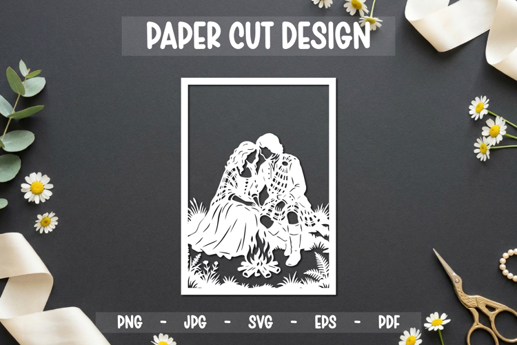 Romantic Couple Paper Cut Card, 5x7 Paper cut