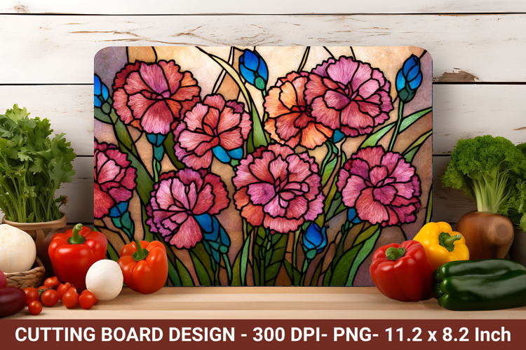 Stained Glass Dianthus Flower Cutting Board | Cutting Board