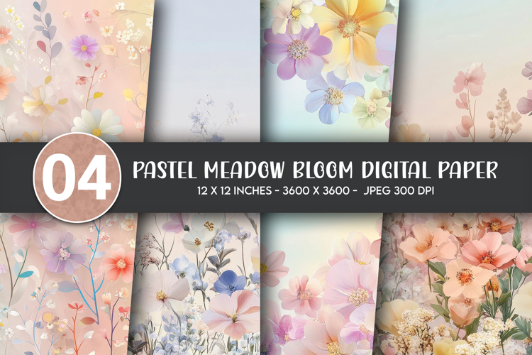 Pastel Meadow Bloom Digital Paper