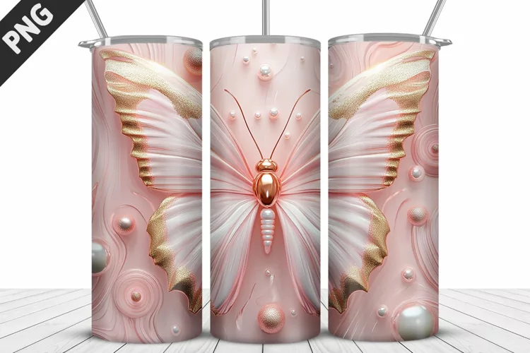 3D Butterfly 20 oz Tumbler Design| Butterfly Flower Tumbler