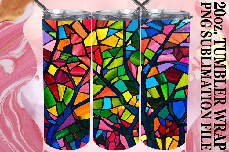 Stained Glass Tree Sublimation Wrap 20oz