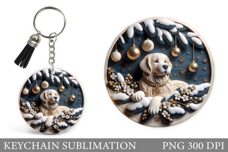Christmas Dog Keychain. Christmas Keychain Sublimation example image 1