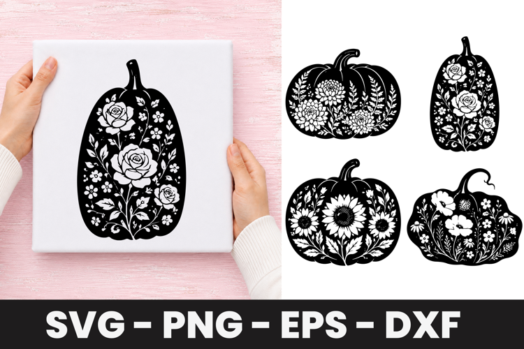 Rose Floral Pumpkin SVG PNG