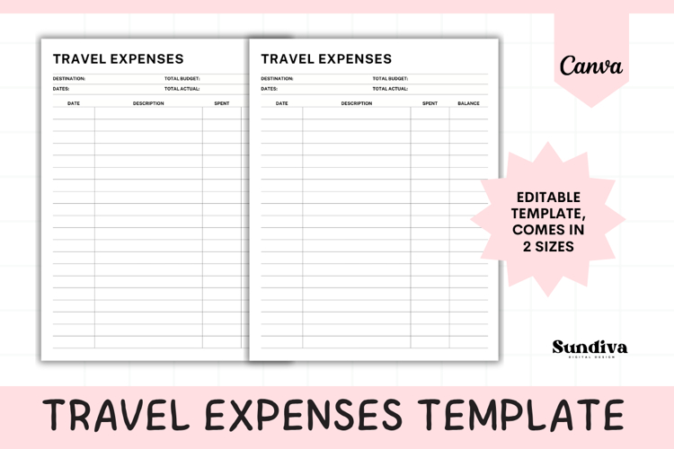 Travel Expenses Editable Template 1 | Travel Planner