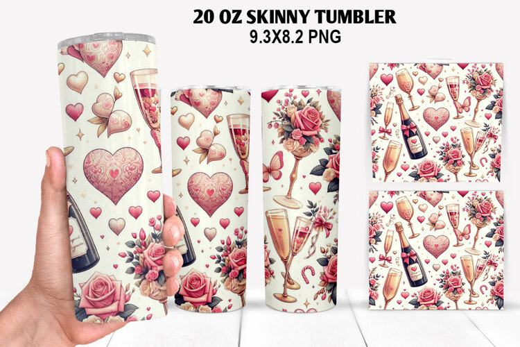 Valentine Skinny Tumbler 20oz Wrap Design, Valentine Tumbler example image 1