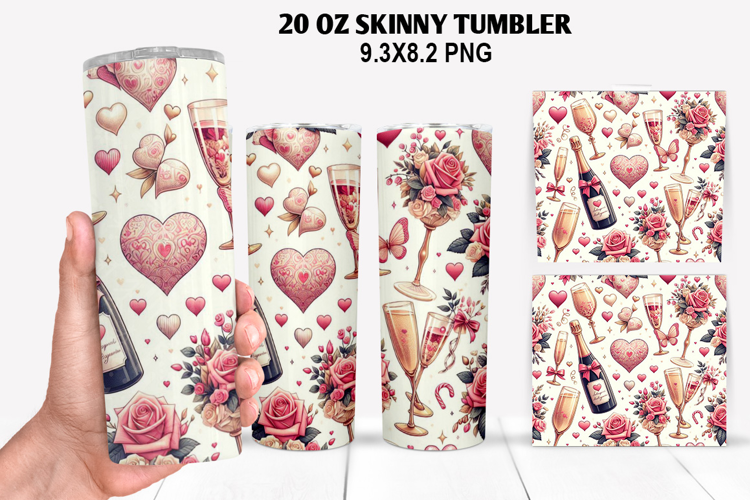 Valentine Skinny Tumbler 20oz Wrap Design, Valentine Tumbler