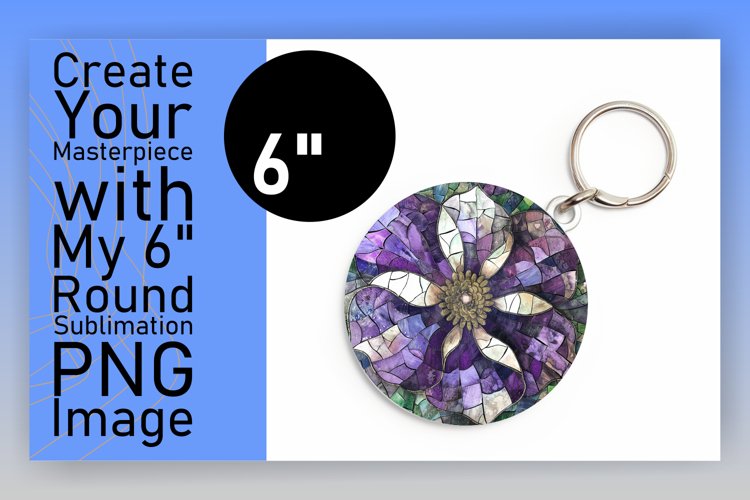 Abstract Floral Round Design Mosaic Keychain
