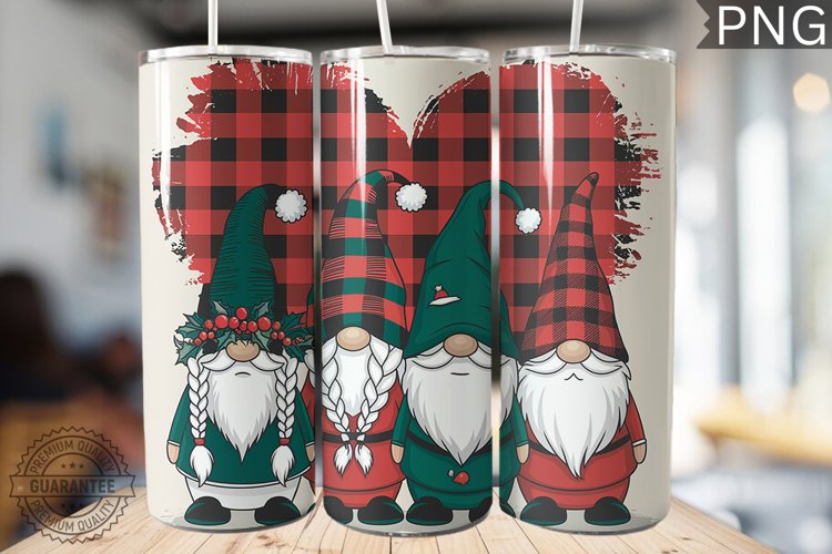 Christmas Gnome Tumbler Wrap - High Quality 300 Dpi
