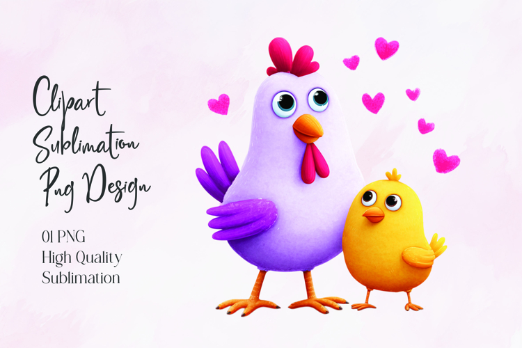 Cute Mother Bird with Baby Chicks Sublimation PNG