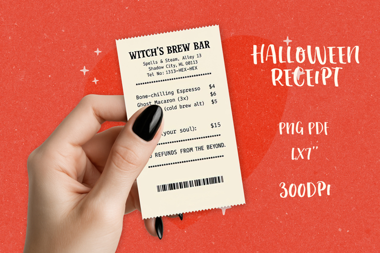 Spooky Halloween Receipt PNG|Funny Printable & Sublimation
