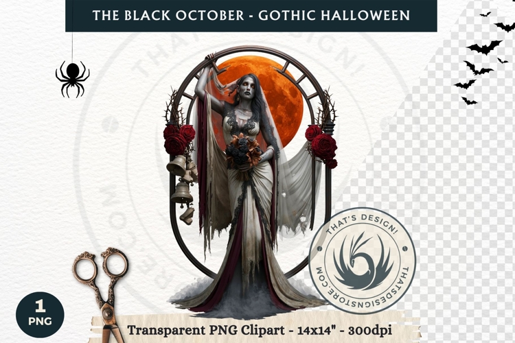 The Black October Gothic Halloween Clipart, Horror character