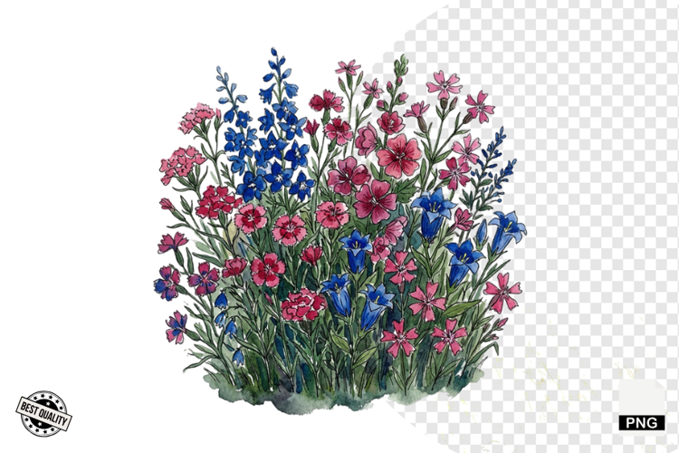 Watercolor Moonlit Meadow Clipart