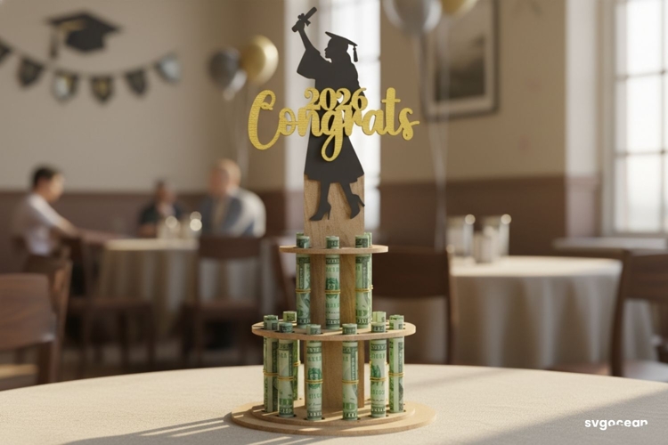 Graduation Money Cake Laser Cut | Glowforge | SVG
