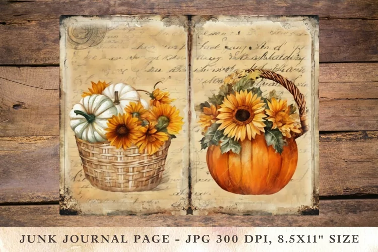 Printable Junk Journal Pages Pages fall autumn pumpkin 4