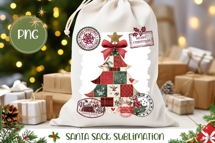 Patchwork Christmas Santa Sack, Cute Christmas Gift Bag