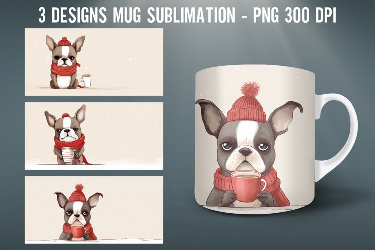 Christmas Dog Mug Wrap Sublimation Designs|Mug Wrap example image 1