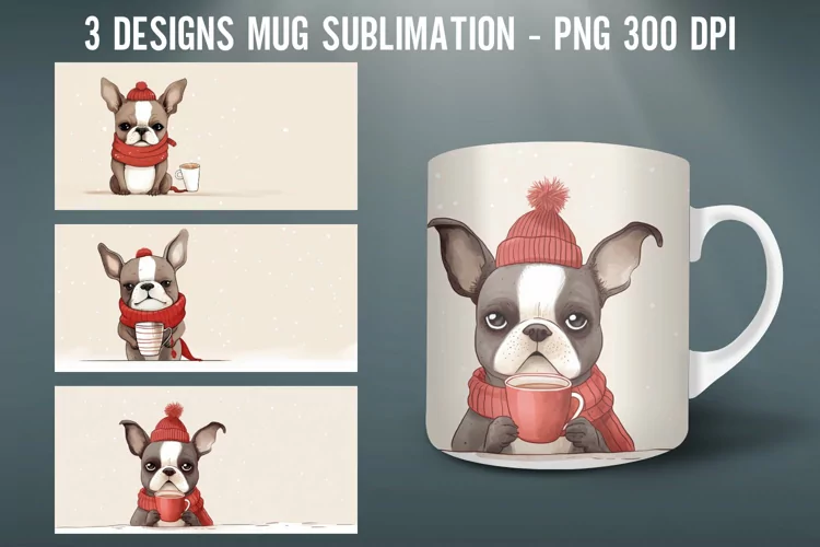 Christmas Dog Mug Wrap Sublimation Designs|Mug Wrap