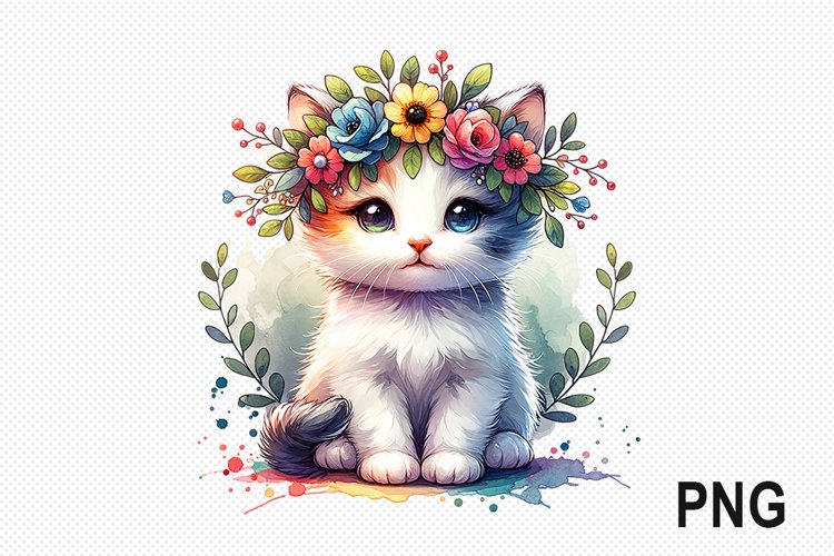 Cat Flowers Sublimation - Cat Flowers Clipart PNG Design