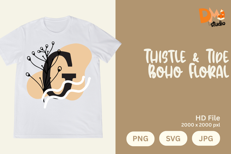 Thistle   Tide Boho Floral Monogram