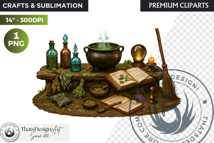 Cosy Witchs Apothecary magic Clipart PNG witchcraft graphic