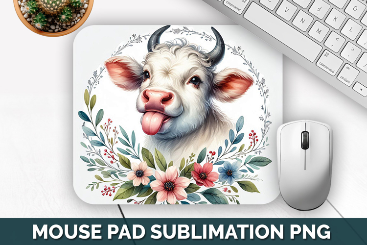 Cow Mouse Pad, Cute Animals Mouse Pad PNG, Animal Lover Gift example image 1
