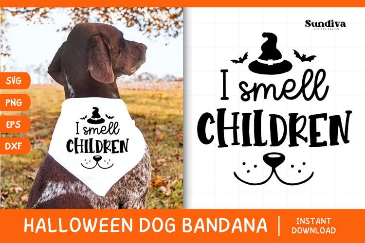 Funny Halloween Dog Bandana Quote SVG | I Smell Children