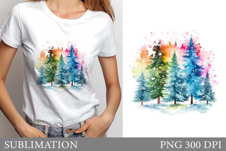 Christmas Tree T-Shirt Design. Christmas Tree Sublimation example image 1