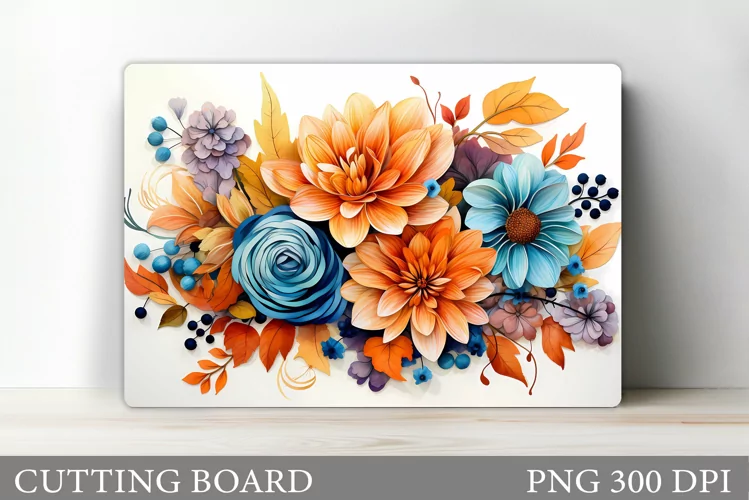 3D Flowers Cutting Board. Flowers Kitchen Cutting Board