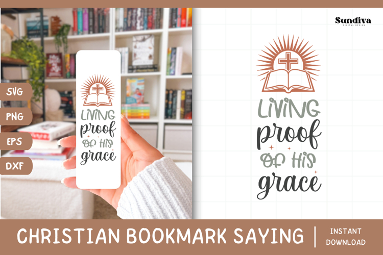Christian Bookmark Saying SVG | Living Proof of His Grace