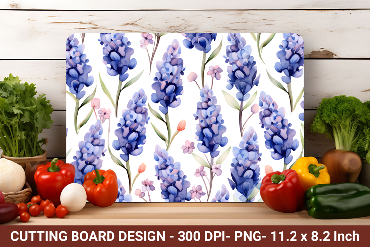 Watercolor Grape Hyacinth Floral Cutting Board| Cutting Boar