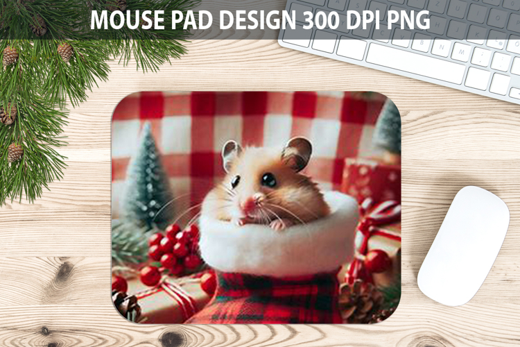 Christmas Mouse Pad Sublimation - Animal PNG Design