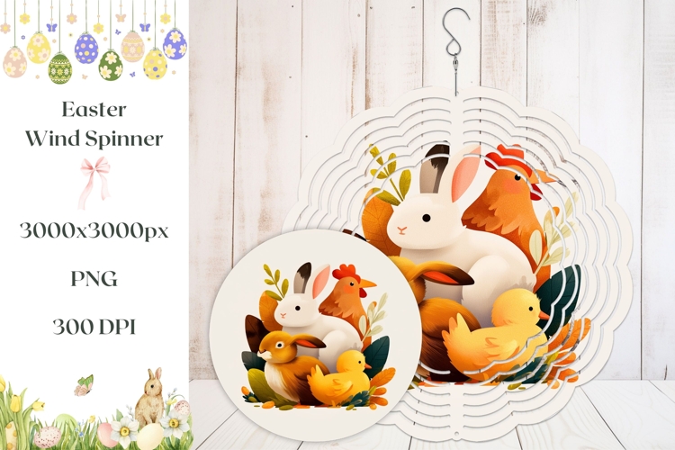 Cute Easter Bunny Wind Spinner, Farm Wind Spinner Design