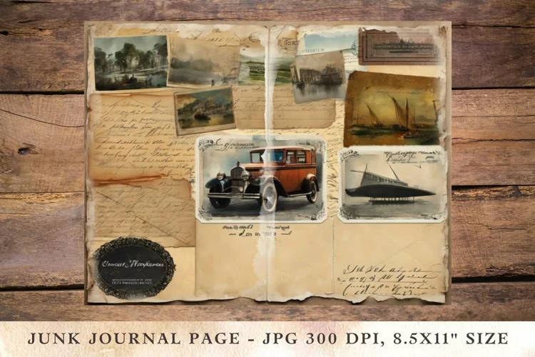 Printable Junk Journal Pages postcard car 5