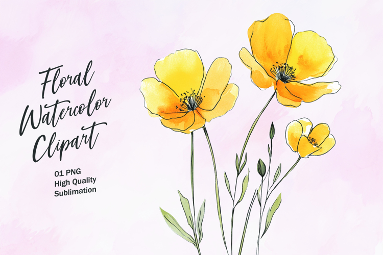 Watercolor Flowers Image 6