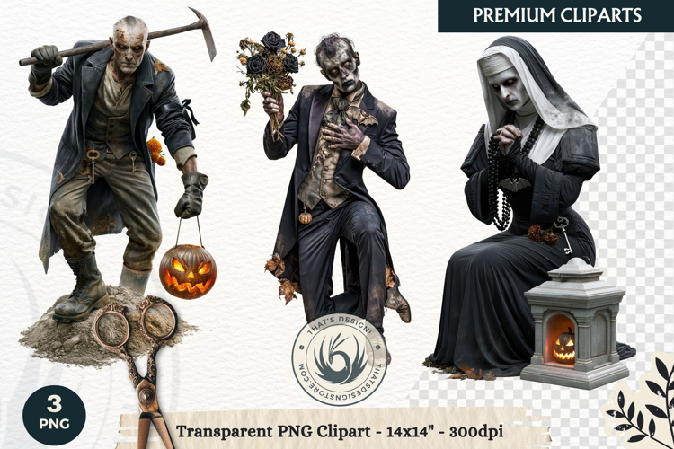 Hollow Eve Procession Halloween Clipart, Horror characters