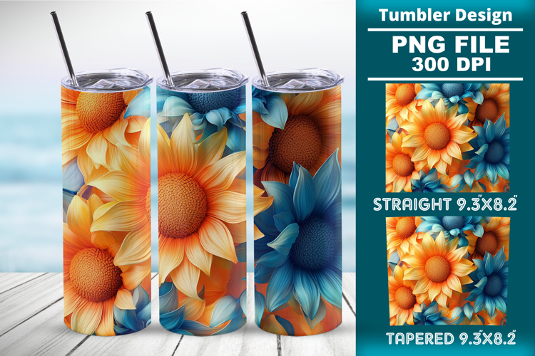 3D floral tumbler wrap design
