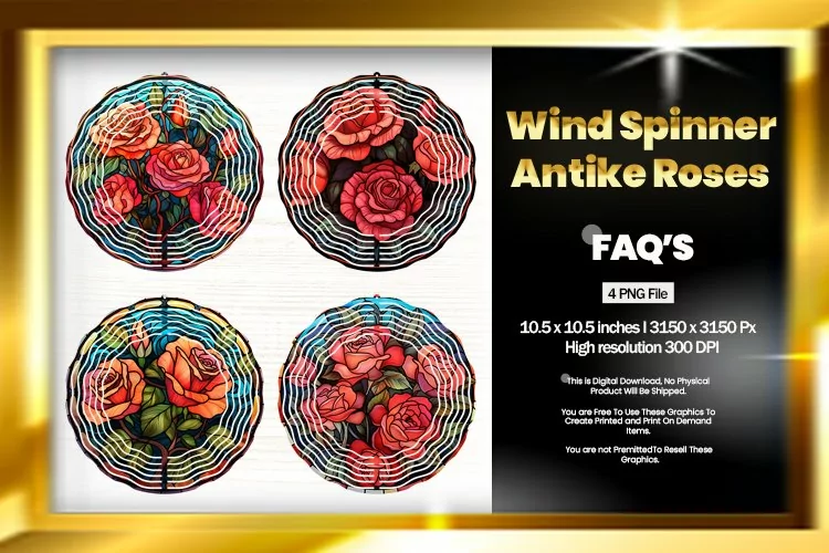 Antike Roses Wind Spinner Sublimation - 04 Variations