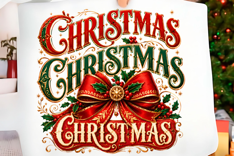 Vintage Christmas Bow Holiday PNG