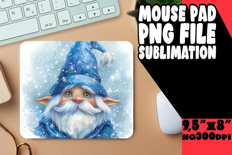 Playful Gnome Mouse Pad Design Sublimation PNG