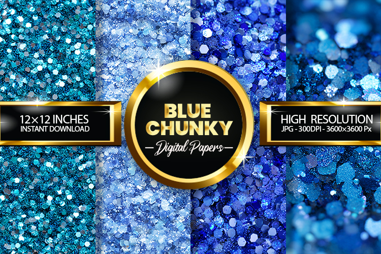 Blue Chunky Digital Papers - 04 Variations