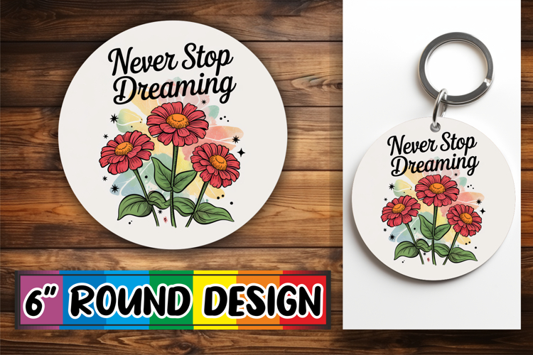 Enchanted Keychain Sublimation, Flowers Quote example image 1